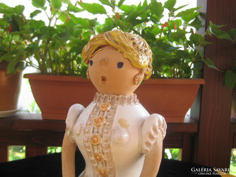 Mária Szilágyi (1916-1979) high quality Hungarian ceramic, marked, girl with grapes