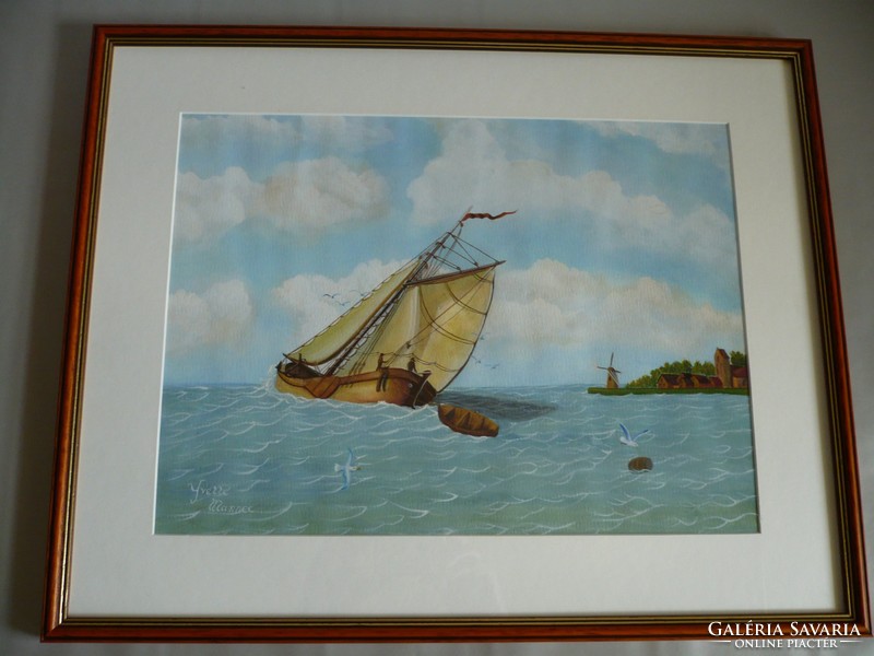 Yvette Mannee holland festő Hajók és kikötők sorozat/4.
