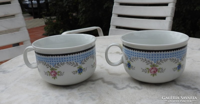 Antique Czech cocoa mug pairs - rare pattern