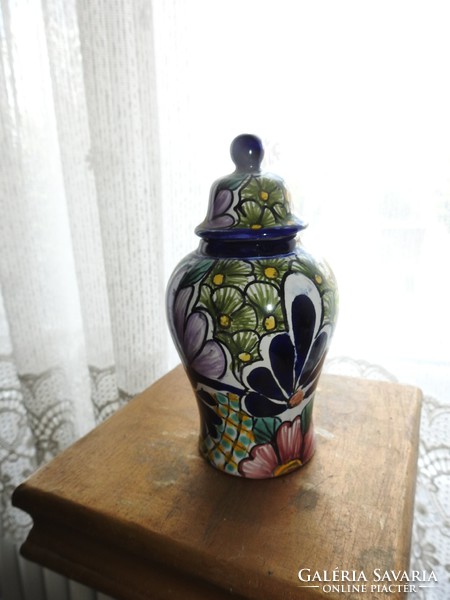 Amora from Mexico - hand painted urn vase - urn vase