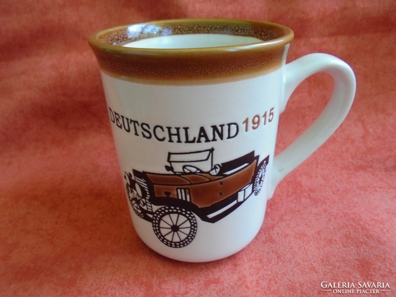German porcelain mug with a vintage car