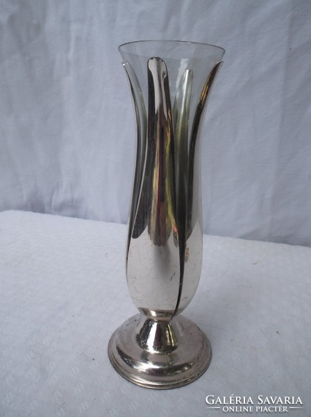 Vase - silver-plated - glass - 15 x 5 cm - German