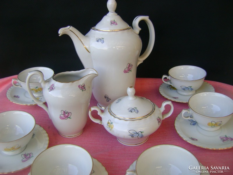 Csodálatosan szép  kis hibával ,antik porcelán kávéskészlet 6 személyes