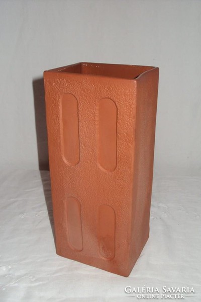 Vase - terracotta - 24 x 9 x 9 cm ceramic - metal - wood - flawless
