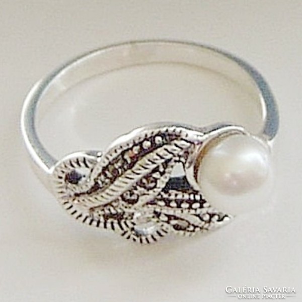 Gyöngy, igazgyöngy gyűrű, Sterling 925. ezüst a