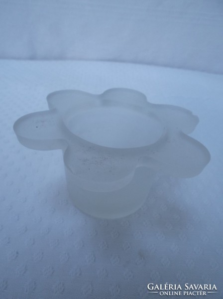 GYERTYATARTÓ - Üveg - 11 x 6 cm - vastag tejüveg - hibátlan.