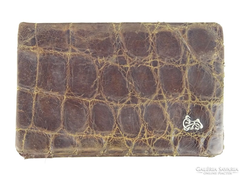 0R559 old leather wallet with silver decoration