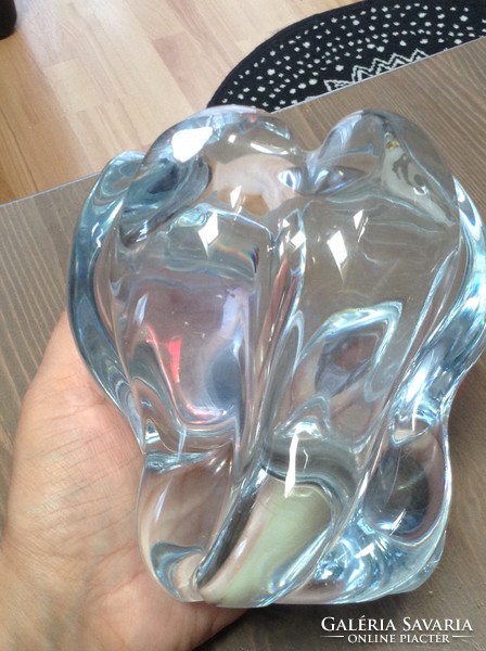 Régi svéd Orrefors kristály üvegváza, akvamarin színű