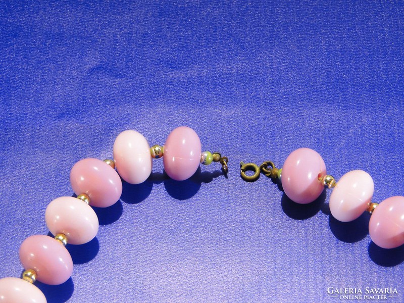 0A436 Rózsaszín gyöngyfűzött bizsu női nyaklánc