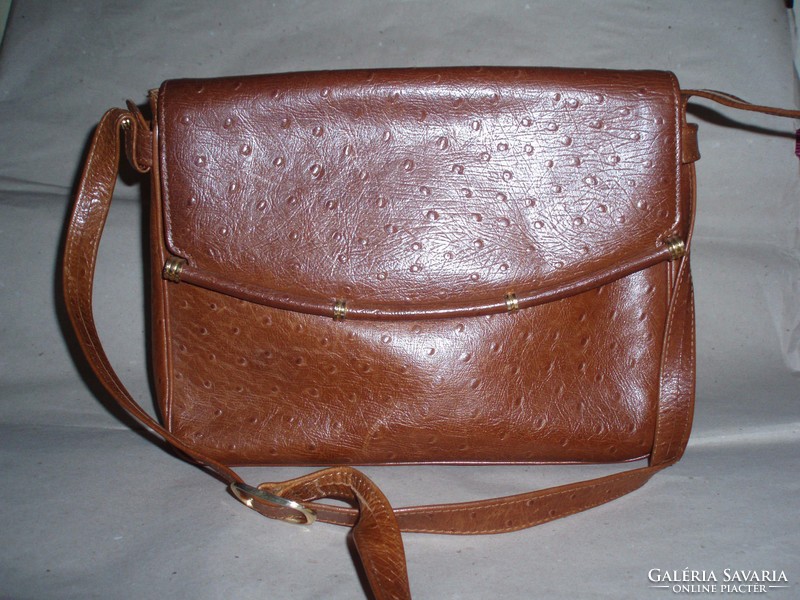 Vintage ostrich leather shoulder bag