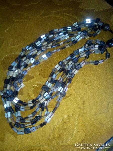 Pearl necklace made of cubes, handmade, multi-line necklace!