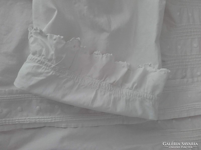 Antique, old authentic white canvas, embroidered, folk, peasant shirt, women's blouse, men's, boy's shirt