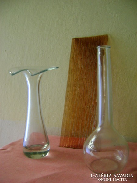 3 db art deco üveg váza és asztalközép kínáló  hibátlanok