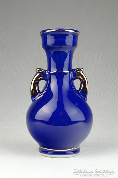 0S018 Kisméretű kék madaras porcelán váza 13 cm