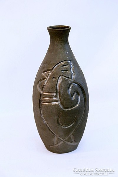 Gray ceramic vase (01510)