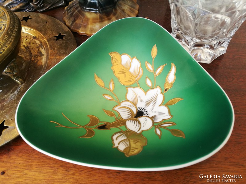 Wallendorf floral green serving bowl