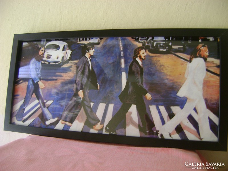 Beatles együttes tagjairól készült  LEGHÍRESEBB  FOTÓJA ,híres kép keretben