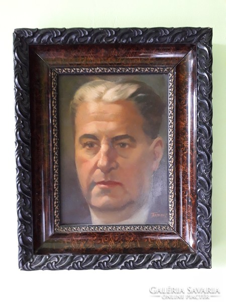 Tápay Lajos- férfi portré önarckép? olaj / farost festmény