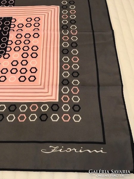 Vintage Fiorini kendő absztrakt geometrikus mintával, 77 x 77 cm