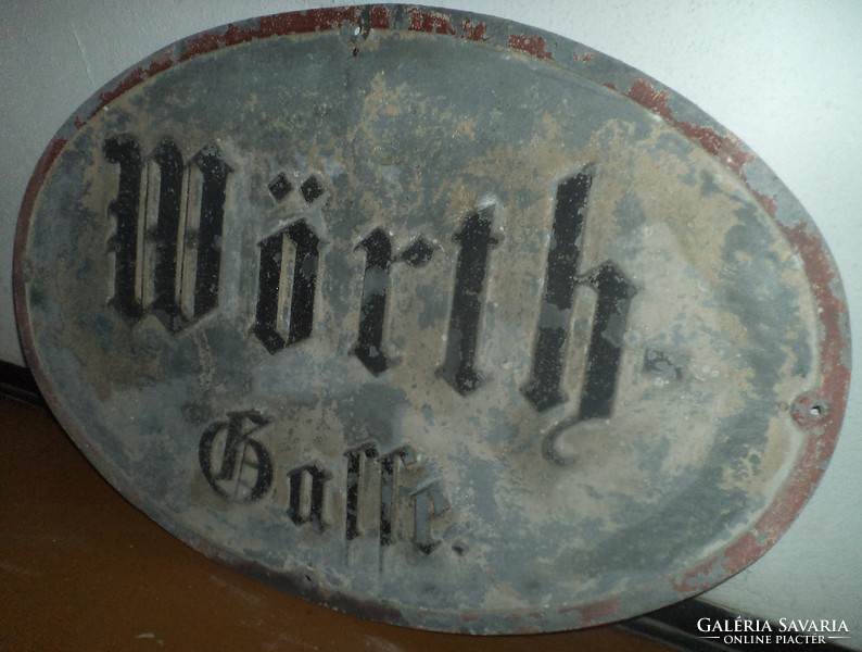 Wörth gasse .Baden bei wien / antique cast iron street name plate.