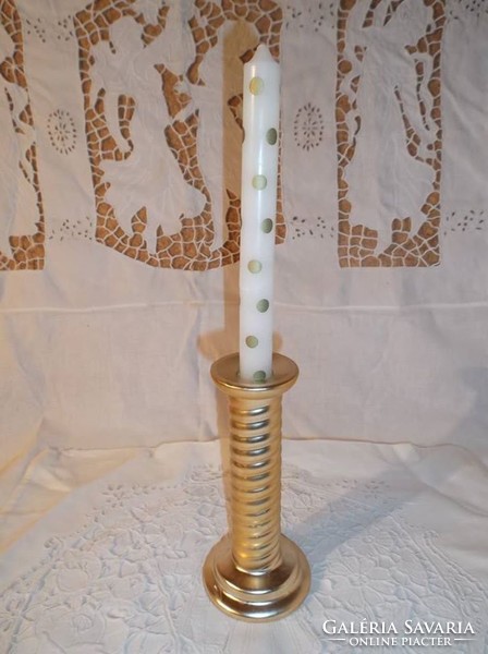 Candle holder - 18 x 8 cm - golden - frosted - glass - flawless