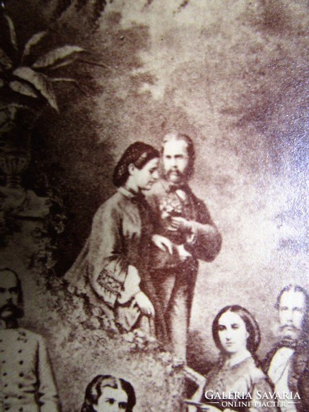 FERENC JÓZSEK ERZSÉBET KIRÁLYNÉ SZISZI + CSÁSZÁRI CSALÁD KORONA HERCEG KEMÉNYHÁTÚ FOTÓ cca 1860