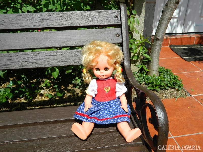 Old blonde braided doll - with serial number