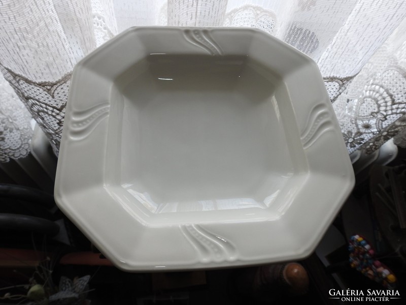 Antique thick-walled heavy white h & c chodau serving bowl - deep bowl