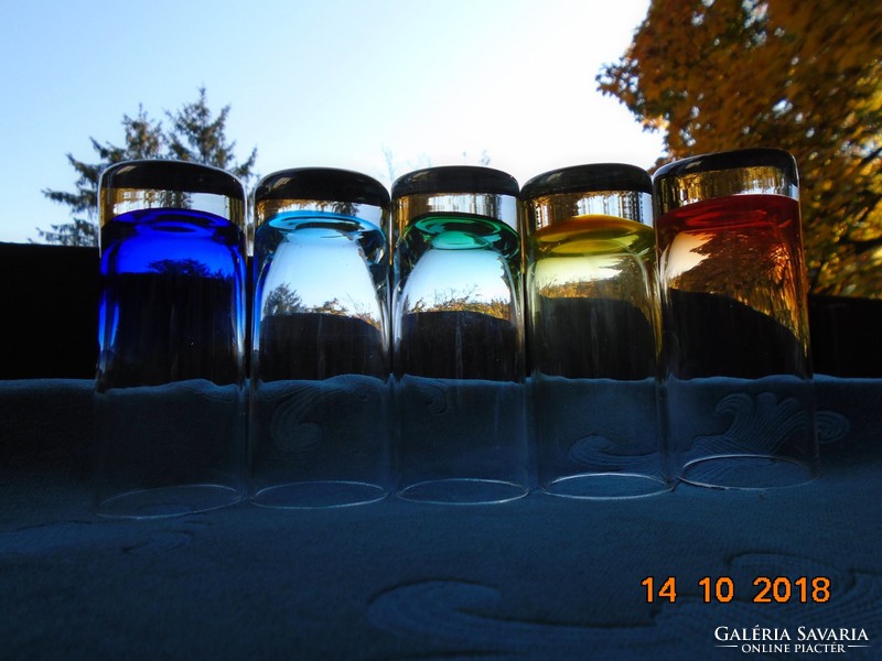 5 db Muránói színes üveg pohár 9 cm