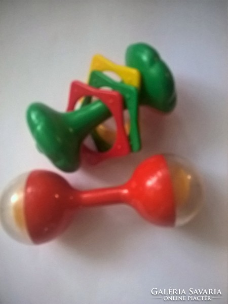 2-Pcs. Old retro marked baby rattles