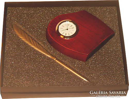 Gift package, wooden clock with letter opening pen