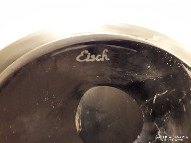Ervin eisch peacock eye crystal glass serving bowl, marked