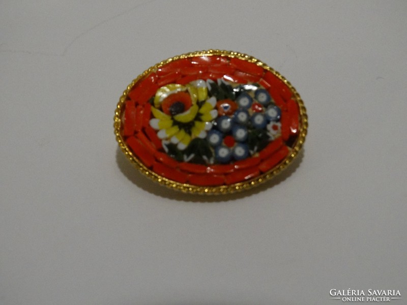 Vintage Italian micro mosaic brooch