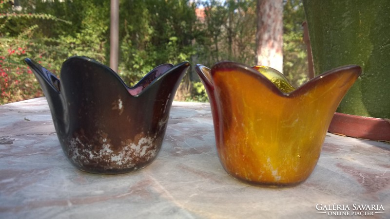 Irizáló üveg-Tulipán forma gyertyatartó-váza-kehely -dísztárgy
