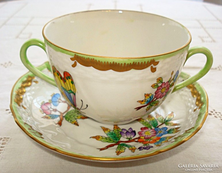 Hand-painted porcelain soup cup with bottom