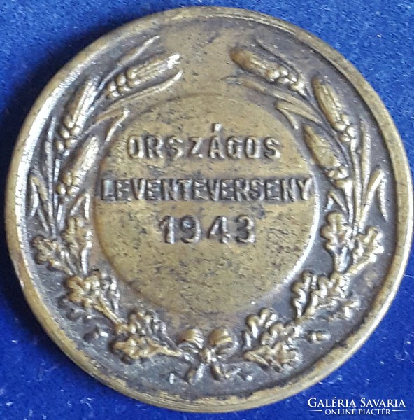 Leventeverseny országos 1943  Berán Lajos tervei alapján mérete:32,5 mm, érem, anyaga:bronz  
