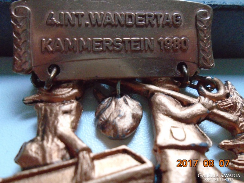 1980 Bajor túra jelvény/plakett:4. nemzetközi túra Kammerstein Marienquelle-8,5x6 cm