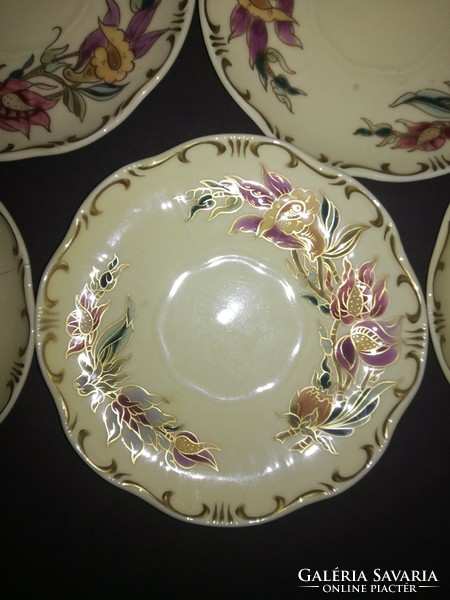 Antique Zsolnay lily flower 6 tea saucers - ep