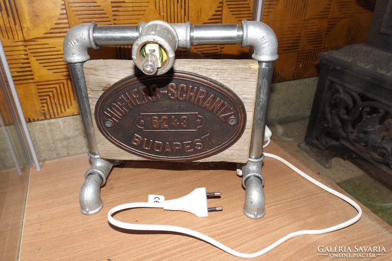 RETRO RITKASÁG Industrial Csőlámpa Loft ipari lámpa steampunk Hofherr gép tábla dizajn