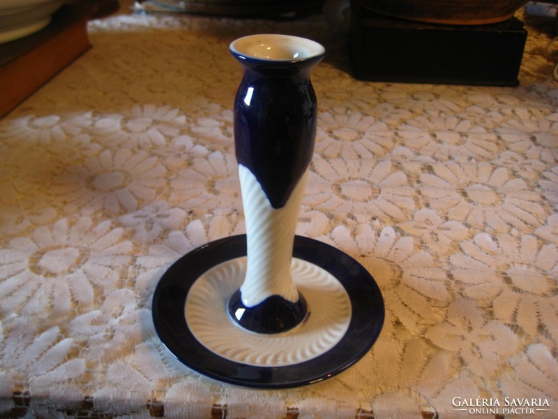 Zsolnay blue white candle holder 11 x 14 cm