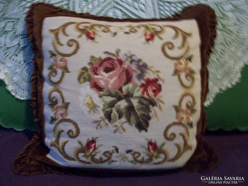 Beautiful old large tapestry decorative pillow 53 x 53 cm