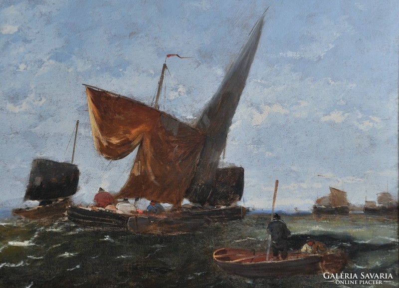 Hans Wagnernek tulajdonítva (1866-1940): Tengeri látkép, "P. Cerneri" jelz.