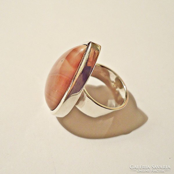 Larger mineral stony silver ring