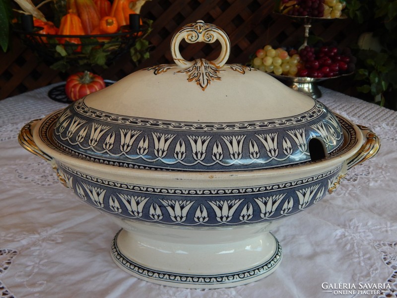 Antique English faience large soup bowl stone china stoke on trent george jones