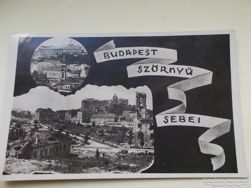 Képeslap Budapest, 1945.Bombazas után.