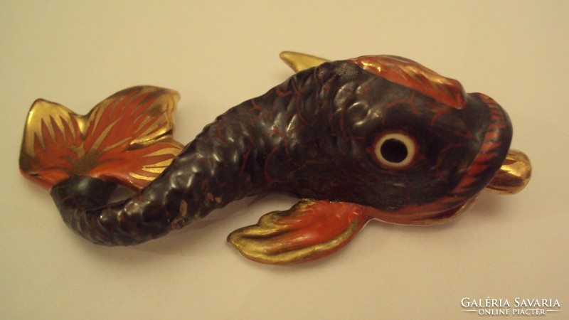 Herend antique porcelain, red dragonfish (dolphin), hand-painted.