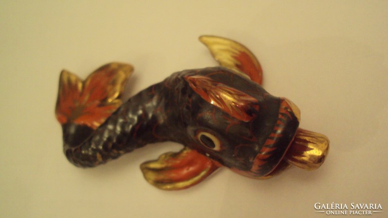 Herend antique porcelain, red dragonfish (dolphin), hand-painted.