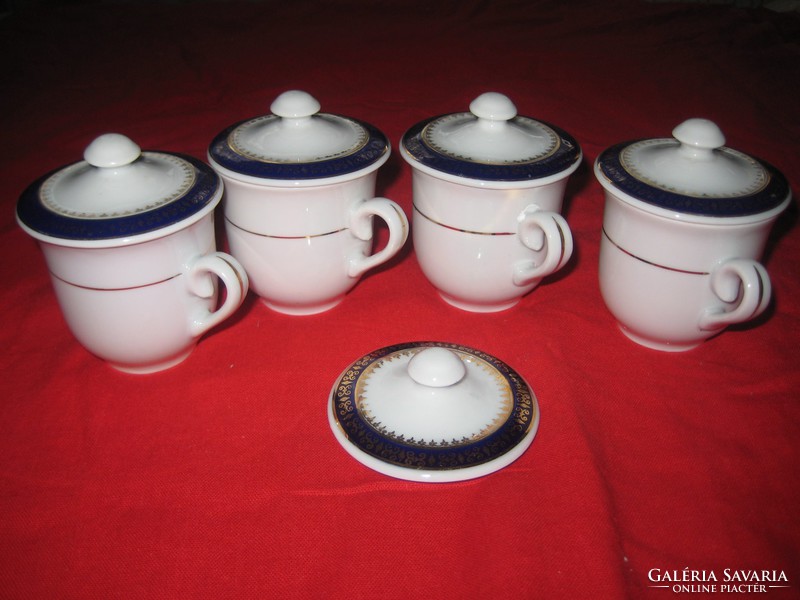 Zsolnay, cups with lids 6.5 x 6.5 cm