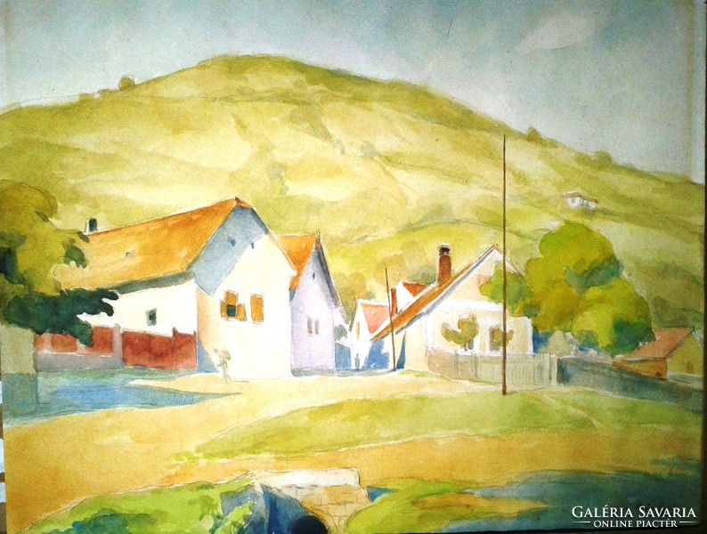 1948. Bajor (Bayer) Ágost akvarell, Tokaj.