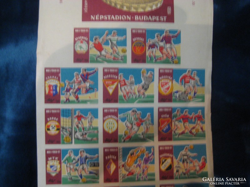 Gyufa címke sport blokk  1961 ből  , az akkori   NB- I es  futball csapatokkal.  Ritka  !!